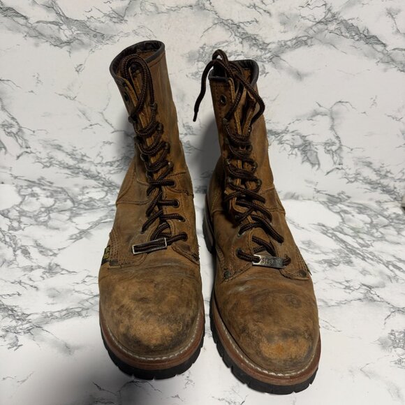 Ad Tec Women 8.5 Logger Boots Steel Toe Work Combat Shoe Leather Calf Lace Up - Picture 3 of 7